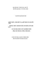 Kiến thức, thái độ và sự hỗ trợ của người cha trong thực hành nuôi con bằng sữa mẹ của các bà mẹ sinh con tại bệnh viện phụ sản trung ương năm 2015