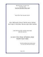 Đặc điểm hội thoại trong hoạt động dạy học ở trường phổ thông