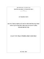 Quản lý hoạt động xây dựng môi trường dạy học sáng tạo ở trường trung học cơ sở quận nam từ liêm, thành phố hà nội