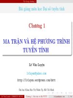 Bài giảng môn học đại số tuyến tính   chương 1  ma trận và hệ phương trình tuyến tính