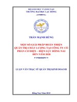 Một số giải pháp hoàn thiện quản trị chất lượng tại Công ty Cổ phần Cơ điện  Điện lực Đồng Nai đến năm 2020