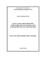 Quản lý hoạt động bồi dưỡng nghề nghiệp nhà giáo trường THCS ở thành phố vĩnh yên tỉnh vĩnh phúc 