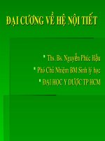ĐẠI CƯƠNG VỀ HỆ NỘI TIẾT,THS.BS.NGUYÊN PHÚC HẬU, ĐẠI HOC Y DƯỢC TP HỒ CHÍ MINH