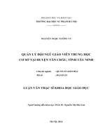 QUẢN LÝ ĐỘI NGŨ GIÁO VIÊN TRUNG HỌC CƠ SỞ TẠI HUYỆN TÂN CHÂU, TỈNH TÂY NINH