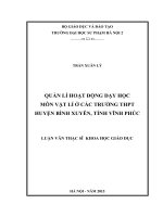 Quản lí hoạt động dạy học môn vật lí ở các trường THPT huyện bình xuyên, tỉnh vĩnh phúc