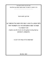 Sự thích ứng đối với việc làm của sinh viên tốt nghiệp các ngành khoa học xã hội và nhân văn ( nghiên cứu đối với sinh viên tốt nghiệp trường đại học khoa học xã hội và nhân văn, ĐHQGHN) 