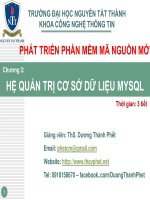 Bài giảng phát triển phần mềm mã nguồn mở   chương 3 hệ quản trị cơ sở dữ liệu MySQL
