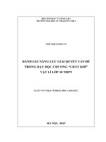 Đánh giá năng lực giải quyết vấn đề trong dạy học chương chất khí  vật lí lớp 10 THPT