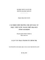 CẢI THIỆN MÔI TRƯỜNG THU HÚT ĐẦU TƯ TRỰC TIẾP NƯỚC NGOÀI TRÊN ĐỊA BÀN  TỈNH NAM ĐỊNH