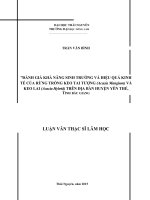 Đánh giá khả năng sinh trưởng và hiệu quả kinh tế của rừng trồng keo tai tượng và keo lai trên địa bàn huyện yên thế, tỉnh bắc giang