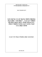 Xây dựng và sử dụng thiết bị thí nghiệm trong dạy học âm học   vật lí 7 theo hướng phát huy tính tích cực, phát triển năng lực sáng tạo của học sinh