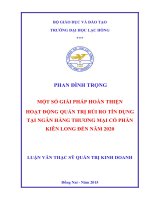 Một số giải pháp hoàn thiện hoạt động quản trị rủi ro tín dụng tại Ngân hàng thương mại cổ phần Kiên Long đến năm 2020