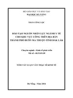 Đào tạo nguồn nhân lực ngành y tế cho khu vực công trên địa bàn thành phố buôn ma thuột,tỉnh đăk lăk