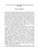 I’LL GO ON: PAUL AUSTER’S DIALOGUE WITH SAMUEL BECKETT SIMON ROBINSON