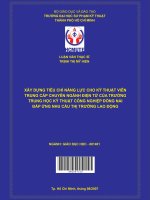 Xây dựng tiêu chí cho kỹ thuật viên trung cấp chuyên ngành điện tử của trường trung học kỹ thuật công nghiệp đồng nai đáp ứng nhu cầu thị trường lao động