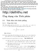 LÝ THUYẾT VÀ BÀI TẬP ỨNG DỤNG TÍCH PHÂN TÍNH DIỆN THÍCH THỂ TÍCH ( TRONG ĐỀ THI TỐT NGHIỆP ĐẠI HỌC)