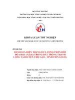 ĐÁNH GIÁ HIỆN TRẠNG DƯ LƯỢNG PHÂN BÓN HÓA HỌC (N,P,K) TRONG ĐẤT TRỒNG THANH LONG TẠI HUYỆN CHỢ GẠO  TỈNH TIỀN GIANG