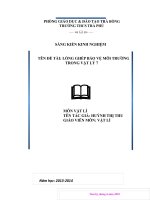 SKKN LỒNG GHÉP bảo vệ môi TRƯỜNG TRONG vật lý 7 