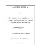 Đề tài Biện pháp kiểm tra hoạt động dạy học của Hiệu trưởng các trường tiểu học huyện Gia Lộc, tỉnh Hải Dương