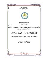 Hoàn thiện kế toán nhập khẩu hàng hóa tại unimex hà nội 