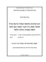 Luận văn Ứng dụng wiki trong đánh giá kết quả học tập của học sinh môn công nghệ THPT