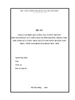 NÂNG CAO HIỆU QUẢ CÔNG TÁC TUYÊN TRUYỀN CHO NGƯỜI DÂN VỀ Ý THỨC BẢO VỆ MÔI TRƯỜNG TRONG VIỆC THU GOM, XỬ LÝ RÁC THẢI TẠI XÃ NAM TOÀN, HUYỆN NAM TRỰC, TỈNH NAM ĐỊNH GIAI ĐOẠN 2016  2020