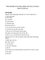 TRẮC NGHIỆM HO RA máu, BỆNH VAN TIM, SUY MẠCH VÀNH có đáp án