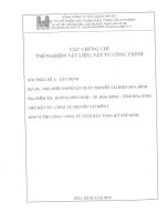 CÁC CHỨNG CHỈ THÍ NGHIỆM VẬT LIỆU, VẬT TƯ CÔNG TRÌNH