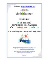 10 đề thi thử tiếng Anh 2016 các trường THPT có đáp án