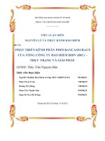 PHÁT TRIỂN KÊNH PHÂN PHỐI BANCASSURACECỦA TỔNG CÔNG TY BẢO HIỂM BIDV (BIC) –THỰC TRẠNG VÀ GIẢI PHÁP.