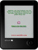 nghiên cứu ảnh hưởng của các thông số kỹ thuật sử dụng tia cực tím đến chất lượng một số sản phẩm thuỷ sản