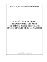 CHỈ SỐ GIÁ XÂY DỰNGTHÀNH PHỐ HỒ CHÍ MINHTỪ THÁNG 01/2012 ĐẾN THÁNG12/2012, QUÝ I, II, III, IV VÀ NĂM 2012