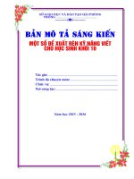 BẢN mô tả SÁNG KIẾN  một số đề XUẤT rèn kỹ NĂNG VIẾT CHO học SINH KHỐI 10
