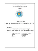 NGHIÊN cứu vấn đề THẤT NGHIỆP và BIỆN PHÁP GIẢI QUYẾT TÌNH TRẠNG THẤT NGHIỆP 