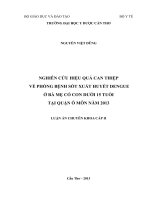 NGHIÊN CỨU HIỆU QUẢ CAN THIỆP  VỀ PHÒNG BỆNH SỐT XUẤT HUYẾT DENGUE  Ở BÀ MẸ CÓ CON DƯỚI 15 TUỔI  TẠI QUẬN Ô MÔN NĂM 2013