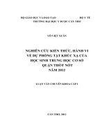 NGHIÊN CỨU KIẾN THỨC, HÀNH VI VỀ DỰ PHÒNG TẬT KHÚC XẠ CỦA  HỌC SINH TRUNG HỌC CƠ SỞ  QUẬN THỐT NỐT  NĂM 2012