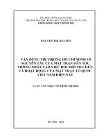 Vận dụng tư tưởng hồ chí minh về nguyên tắc của mặt trận dân tộc thống nhất vào việc đổi mới tổ chức hoạt động của mặt trận tổ quốc việt nam hiện nay