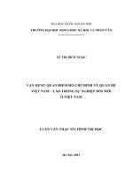 Vận dụng quan điểm hồ chí minh về quan hệ việt nam – lào trong sự nghiệp đổi mới ở việt nam 