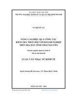 Nâng cao hiệu quả công tác kiểm tra thuế đối với doanh nghiệp trên địa bàn tỉnh thái nguyên 