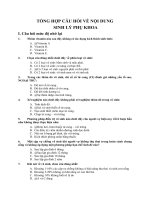 TỔNG HỢP CÂU HỎI VỀ NỘI DUNG SINH LÝ PHỤ KHOA