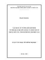 Vận dụng tư tưởng hồ chí minh về mối quan hệ giữa đảng và nhân dân ở thị xã sơn tây – thành phố hà nội hiện nay