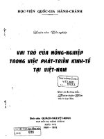 Vai trò của nông nghiệp trong việc phát triển kinh tế tại việt nam 