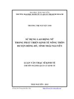 Sử dụng lao động nữ trong phát triển kinh tế nông thôn huyện đồng hỷ, tỉnh thái nguyên 