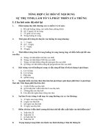 TỔNG HỢP CÂU HỎI VỀ NỘI DUNG SỰ THỤ TINH, LÀM TỔ VÀ PHÁT TRIỂN CỦA TRỨNG