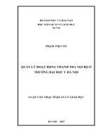 Quản lý hoạt động thanh tra nội bộ ở trường ĐHY HN