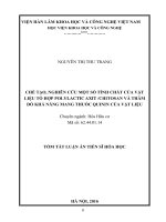 Chế tạo, nghiên cứu một số tính chất của vật liệu tổ hợp polylactic axitchitosan và thăm dò khả năng mang thuốc quinin của vật liệu (TT)