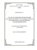 các yếu tố ảnh hưởng đến quyết định lựa chọn ngân hàng cung cấp dịch vụ bán lẻ của khách hàng tại techcombank chi nhánh bình dương