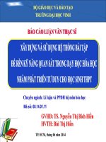 Báo cáo xây dựng hệ thống bài tập để rèn luyện kỹ năng quan sát trong dạy học hóa học nhằm phát triển tư duy cho học sinh THPT