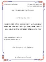 Nghiên cứu tổng hợp chất mang thuốc nanopolymer polyamidoamin (PAMAM) biến tính bằng các tác nhân hướng đích (axit folic, peptit, kháng thể   )