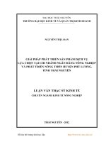 Giải pháp phát triển sản phẩm dịch vụ lựa chọn tại chi nhánh ngân hàng nông nghiệp và phát triển nông thôn huyện phú lương, tỉnh thái nguyên 